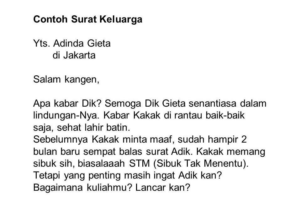 Contoh Surat Pribadi Untuk Orang Tua Meminta Maaf Bagi Contoh Surat