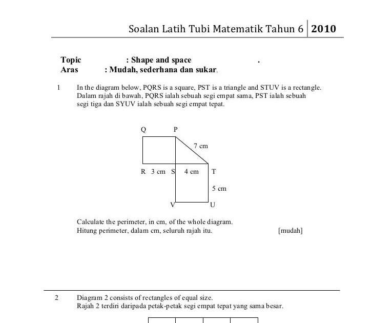 Contoh Soalan Latih Tubi Matematik Tahun 3 - J Sragen