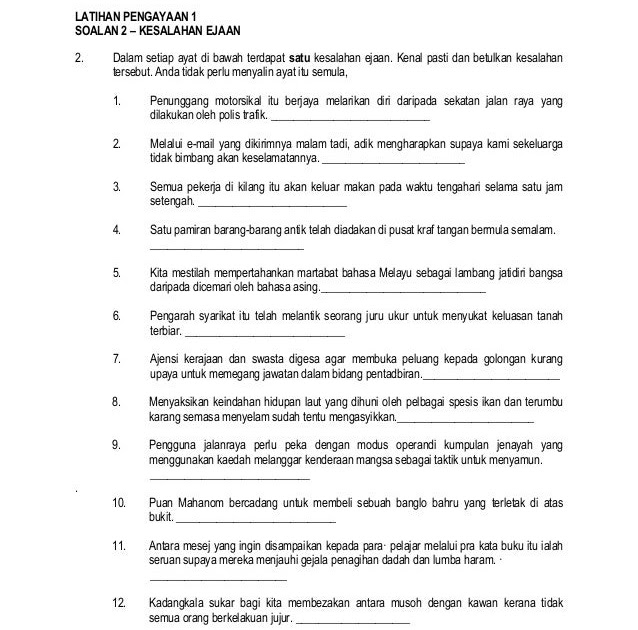 Soalan Bahasa Melayu Tingkatan 1 2019 Kssm - Terengganu s
