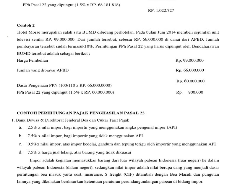 Contoh Soal Dan Jawaban Pajak Pph Pasal 22 - Pena Soal