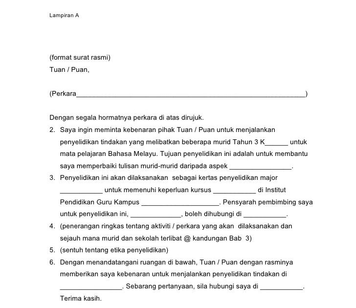 Contoh Surat Rasmi Memohon Cuti Perayaan - Rasmi Re