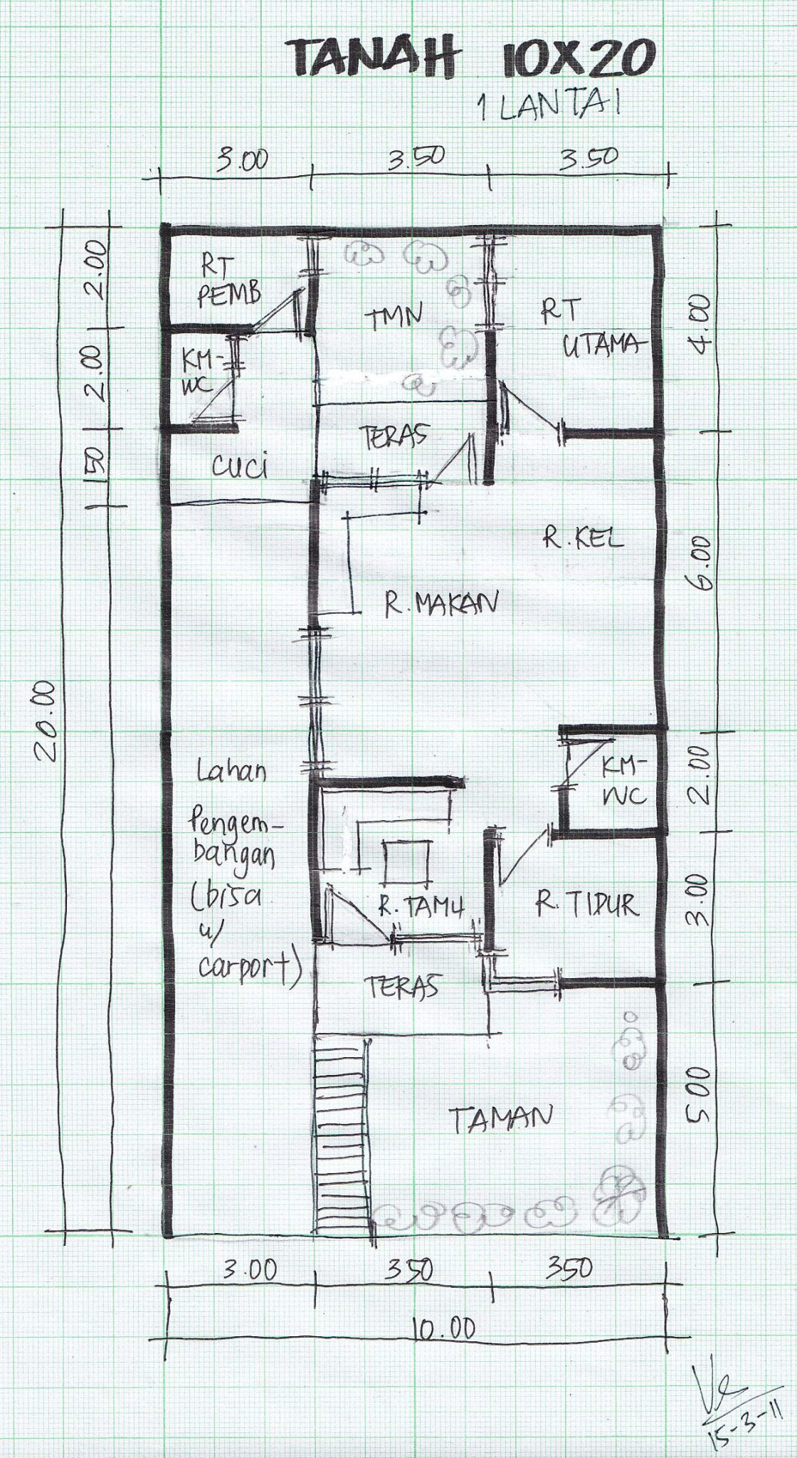 Desain Rumah Tinggal 4 - Desain Rumah Tanah 10 X 15 