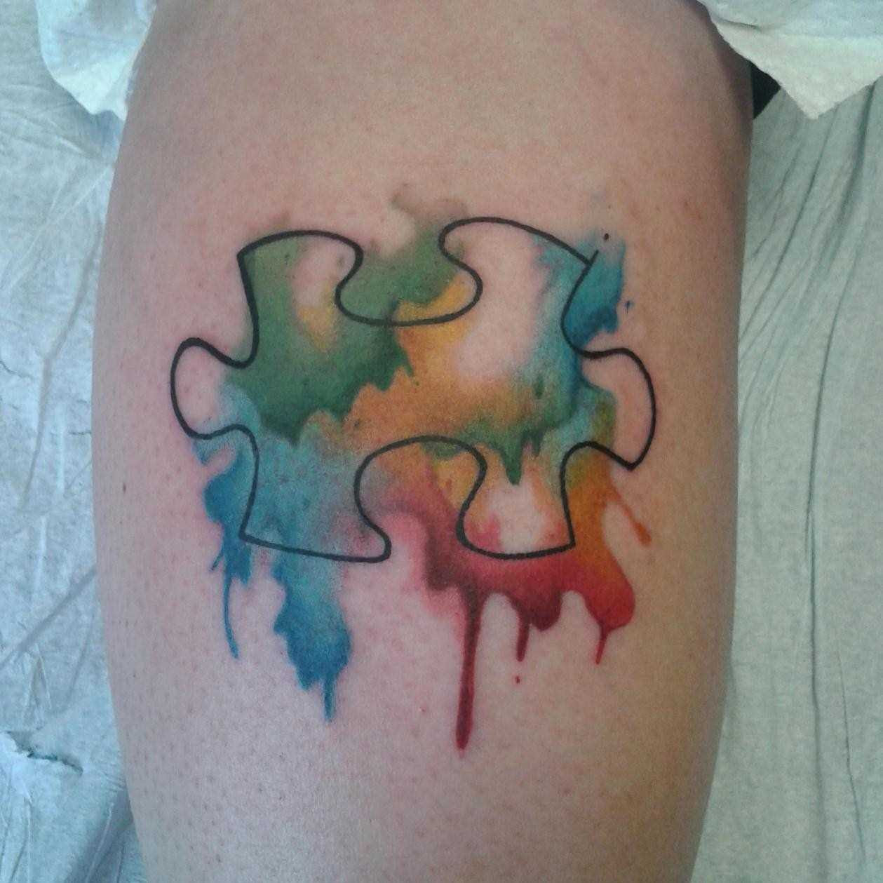 Autism Awareness Black And White Puzzle Piece Tattoo