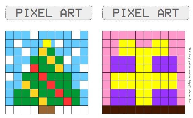 Pixel art de noel 12 modeles a imprimer gratuitement. Modeles Pixel Art Sur Le Theme De Noel Cp Ce1 Ce2 Cm1 Cm2 Fee Des Ecoles