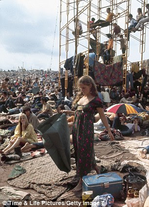 Woman dancing in crowd at Woodstock