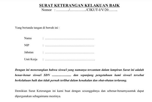 Aplikasi Surat Keterangan Kelakuan Baik Dari Sekolah Bagi Contoh Surat