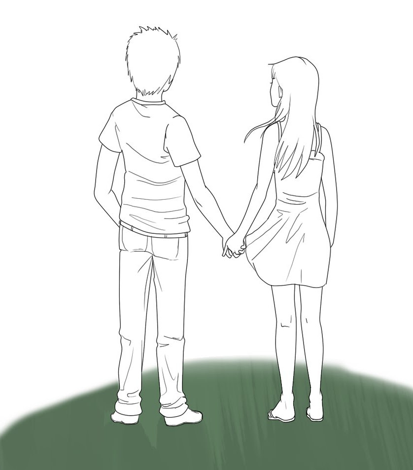 Boy And Girl Holding Hands Anime Sketch Drawing Tutorial Easy