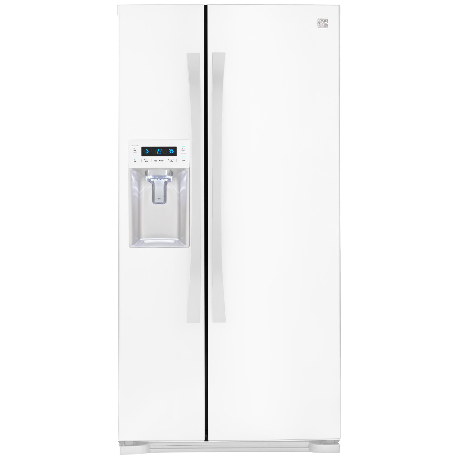 This fridge freezer is available in white, black and silver q2. Kenmore Elite 51822 21 9 Cu Ft Side By Side Refrigerator With Dispenser White