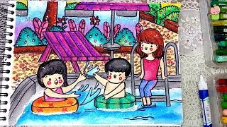 Aneka Mewarnai  Gambar Kolam Renang  Sederhana Gambar Mewarnai 