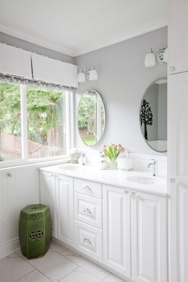 The kitchen is open to the gathering room and dining room for effortless entertaining. Exciting Corner Double Vanity One Perfect Room