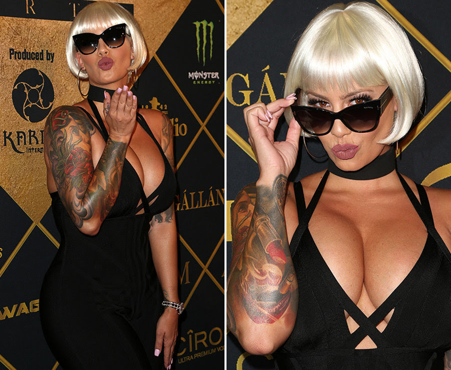 Amber Rose flaunts busty cleavage at the Maxim Hot 100 party 