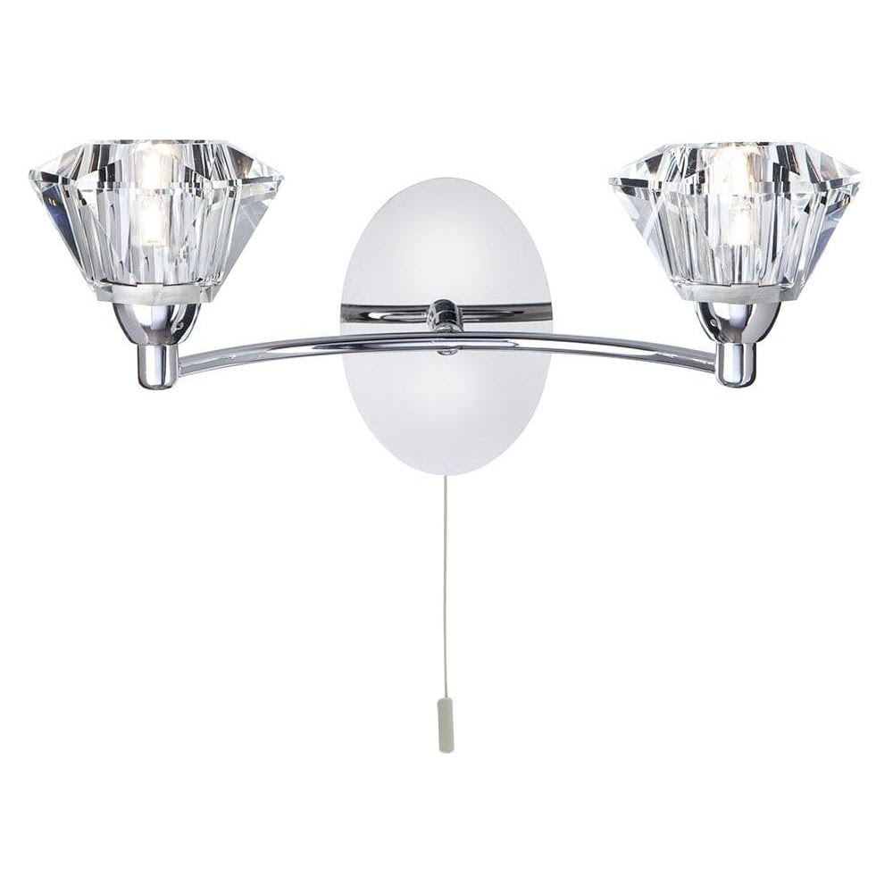 Endon Lighting Glass and Chrome Wall Light with Pull 