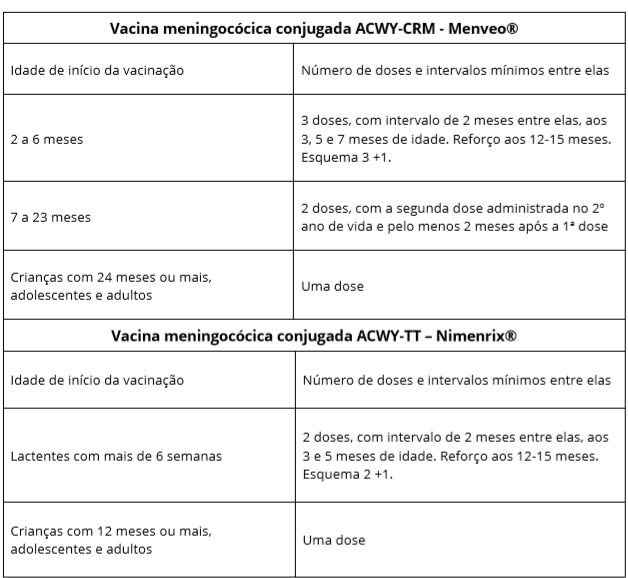 Estas podem ser monovalentes, constituídas por apenas um sorogrupo, como a vacina meningocócica c (conjugada), ou multivalentes, como a vacina meningocócica acwy (conjugada). Vacinas Meningococicas Sbim Sbp Cedipi