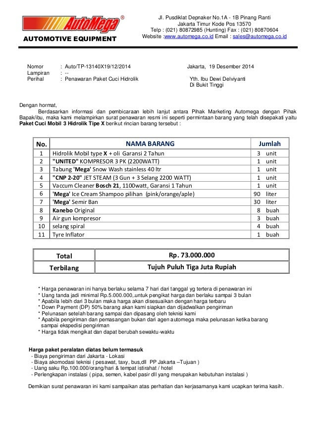 Contoh Surat Penawaran Besi Tua Contoh Surat