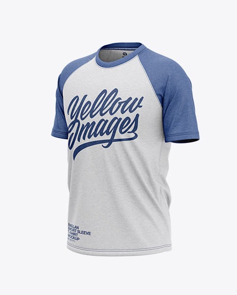 Download Free Men's Heather Raglan Short Sleeve T-Shirt Mockup ...