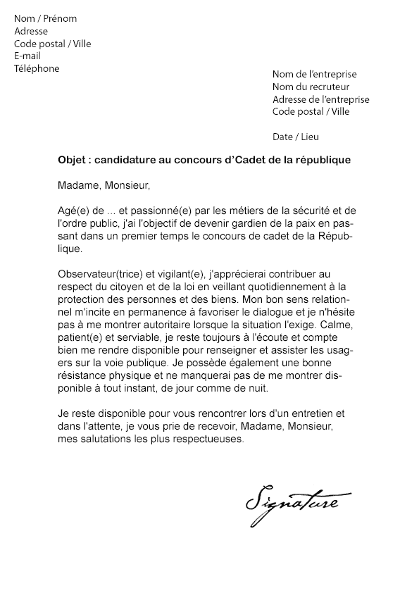 Lettre De Motivation Gendarme Volontaire Emploi 