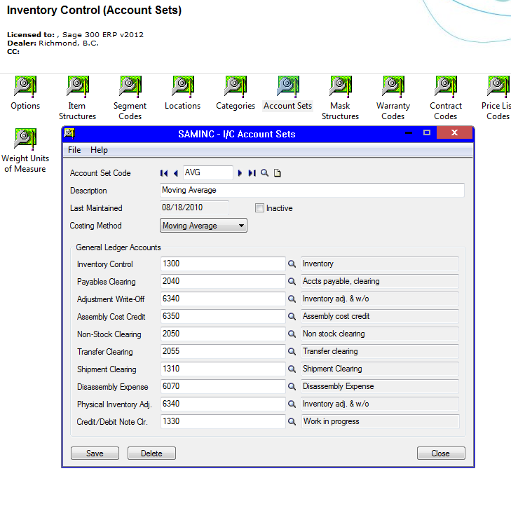 The following screen will appear click on pastel and then sage pastel partner version 12 option, and then the conversion option. Understanding Inventory Control Account Sets Sage 300 Support And Insights Sage 300 Sage City Community