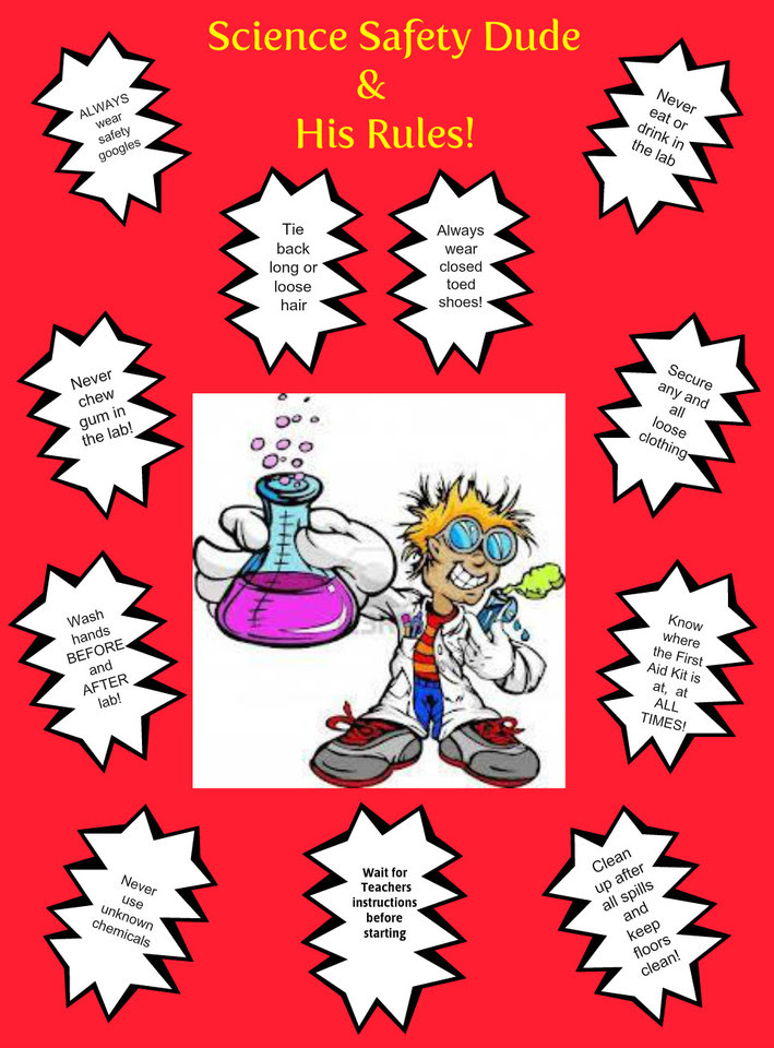 Science safety posters all of the students designed and made a poster illustrating one of the science safety rules we have been learning. Safety Poster For Science Clip Art Library