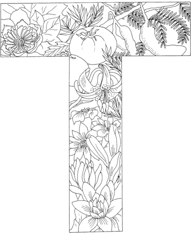 View all coloring pages from letters and alphabet category. Letter T With Plants Coloring Page Free Printable Coloring Pages