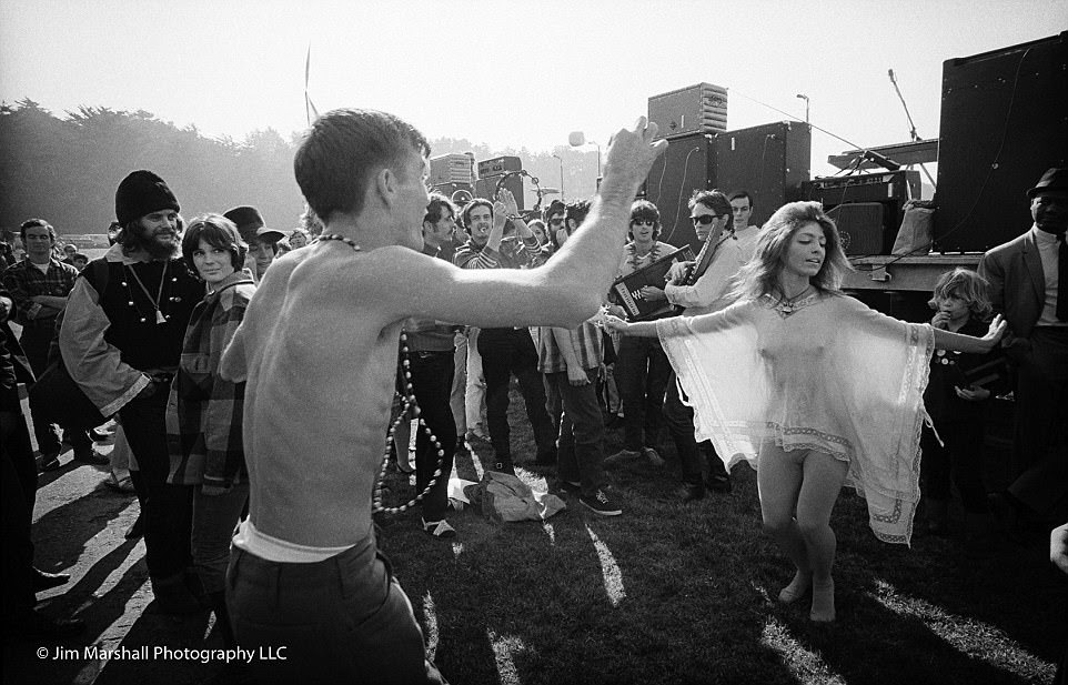 People dance during the Human Be-In at Golden Gate Park Polo Fields in January 14, 1967; the event garnered significant publicity and paved the way for the Summer of Love in San Francisco later that year