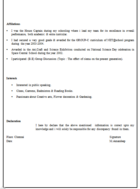 How do you write a declaration on resume? Resume Declaration Format Fresher Resume Sample Page 2 Career Pinterest Resume Declaration Format Matchboardco Over 10000 Cv And Resume Samples With Free Download Professional