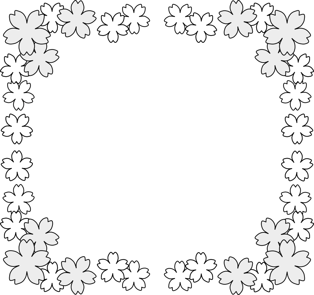 新鮮な花 フレーム イラスト 白黒 動物ゾーン