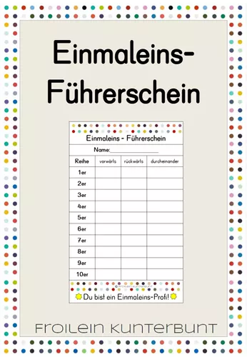 Tabelle Großes Einmaleins Arbeitsblätter Zum Ausdrucken ...
