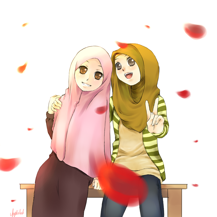 20 Gambar Kartun Muslimah Best Friend Forever