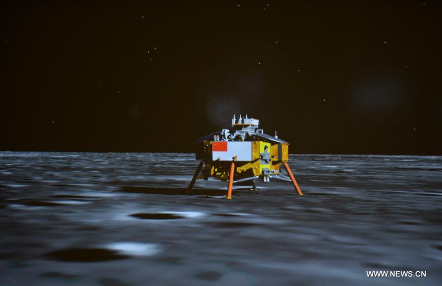 la sonda lunar Chang'e-3 es vista en la pantalla del Centro de Control Aeroespacial de Beijing en Beijing, capital de China