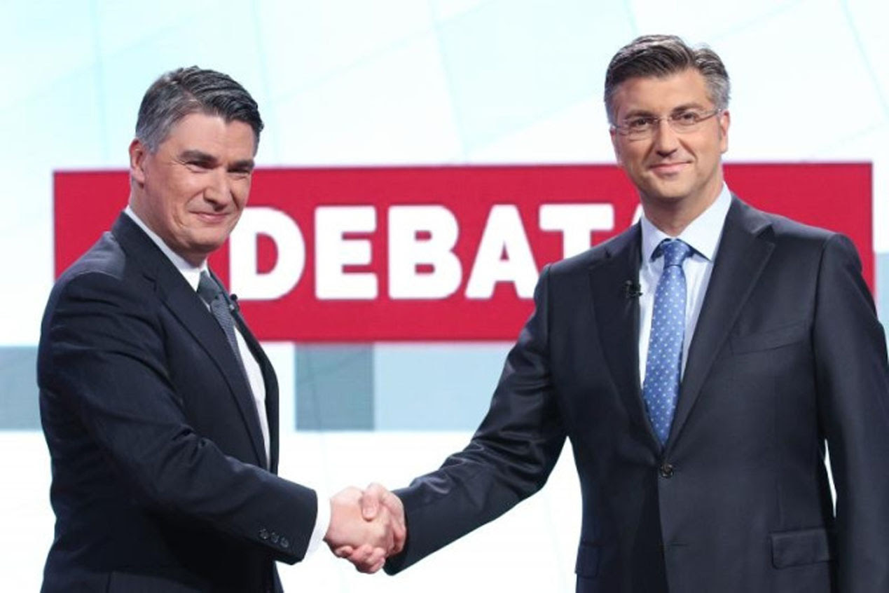 Zoran Milanovic (L), Social Democrats/SDP Andrej Plenkovic (R), Croatian Democratic Union/HDZ