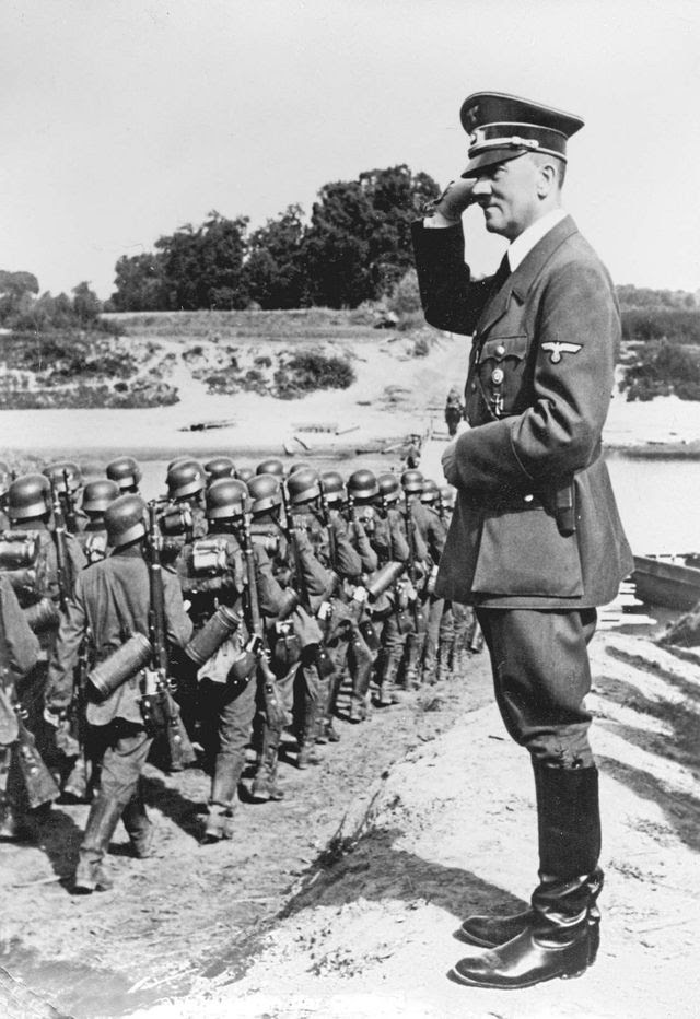 Adolf Hitler reviewing troops on the Eastern Front, 1939.