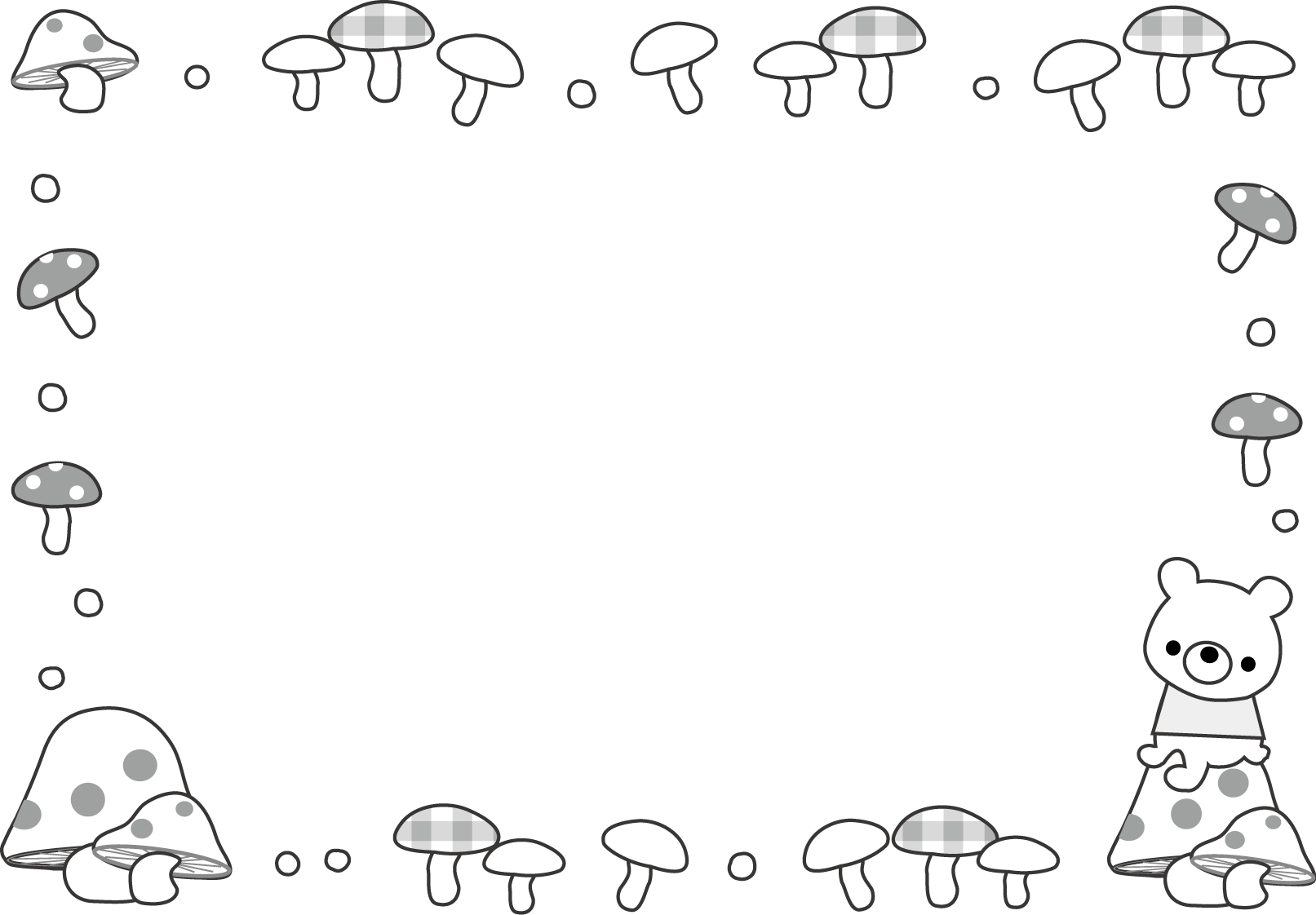 かわいい動物画像 ラブリーイラスト 枠 白黒