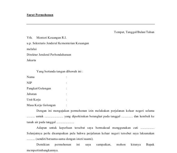 Contoh Format Surat Permohonan Cuti Tahunan Pns - Surat 0