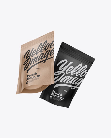 Download Two Matte Pouches Mockup - Metallic Coffee Bag witha Tin ...