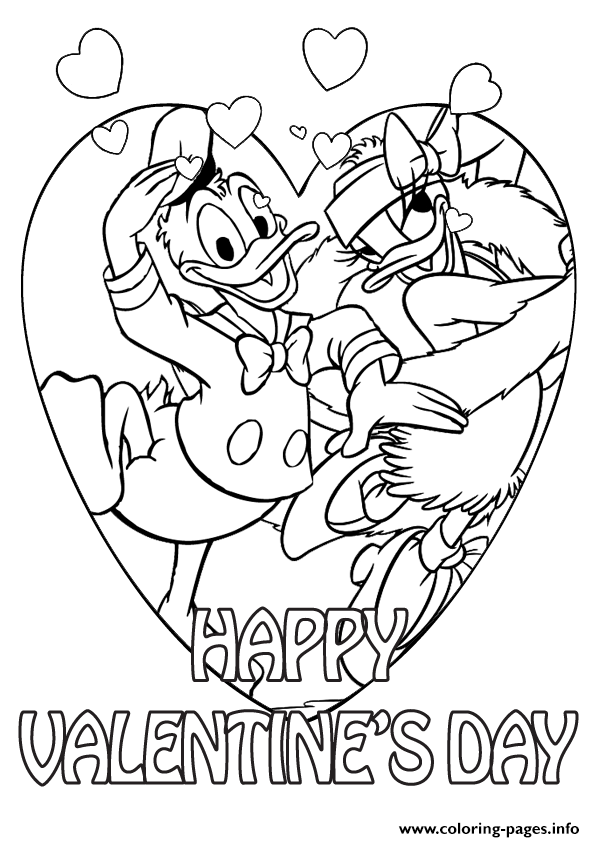 donald duck and daisy on valentine day disney sf960 coloring