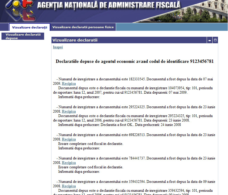 InformaÅ£ii Privind Depunerea DeclaraÅ£iilor Fiscale