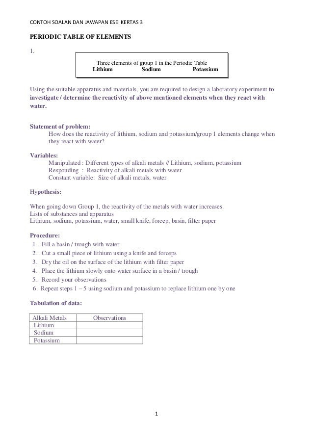 Contoh Soalan Spm Chemistry Paper 3 - Wo Ternyata