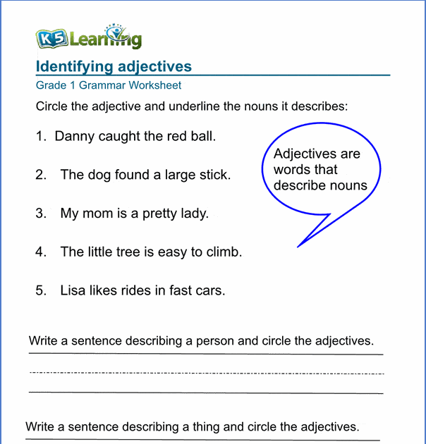 limiting adjectives worksheet for grade 1 advance worksheet