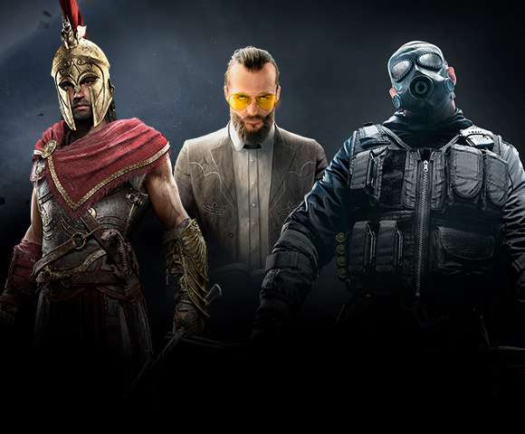 Three menacing characters from various Ubisoft games.