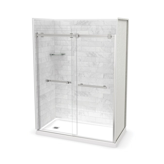Lowes shower stall kits, corner shower stalls lowes, walk in shower lowes, shower enclosure kit, showers stalls, shower units at lowes, stall showers, lowes showers. Maax Utile Marble Carrara 5 Piece 60 In X 32 In X 83 In Alcove Shower Kit In The Alcove Shower Kits Department At Lowes Com