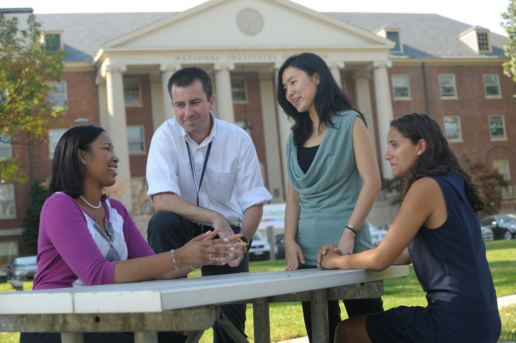 Interns in front of NIH Building 1