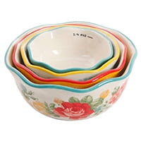 Vintage Floral 4-Piece Measuring Bowl with 4-Cup Measuring Cup