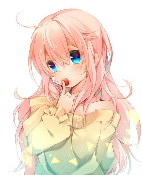 Cute Anime Girl Pink Hair Blue Eyes
