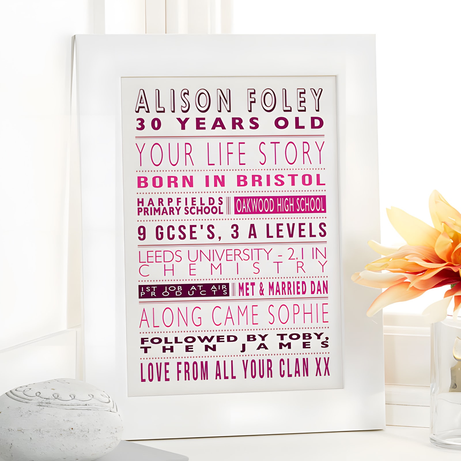 For example, you can create a collage or scrapbook of all memories you have shared for the past 30 years. Personalised 30th Birthday Memory Gifts For Her Chatterbox Walls