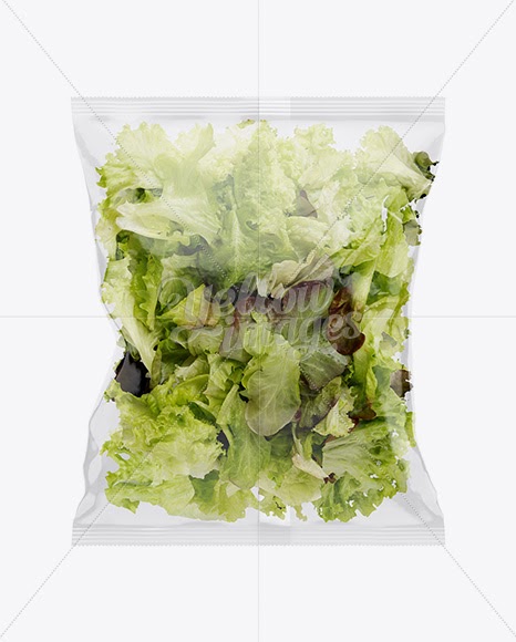 Download Download Clear Plastic Bag With Salad Mockup PSD
