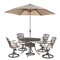 5-piece outdoor dining set with 42 inch table and four swivel chairs