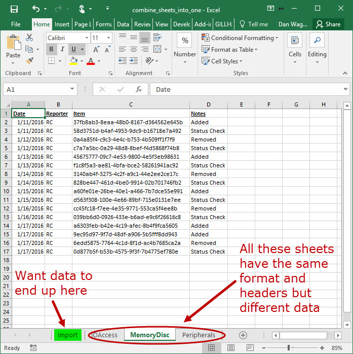 An import data dialog box will allow you to decide how you wish to present the data Combine Data From Multiple Sheets To A Sheet Dan Wagner Co