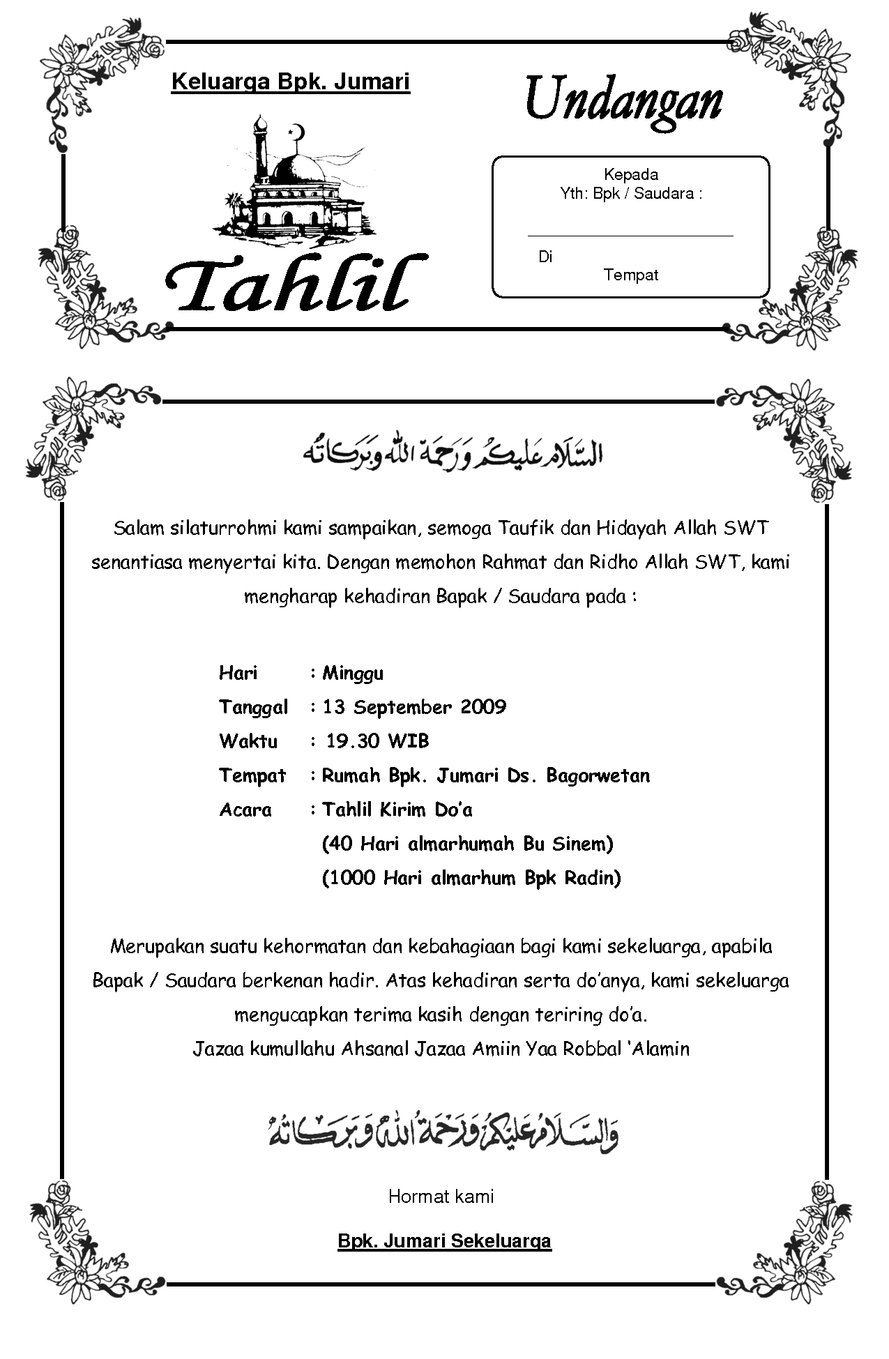 Undangan Kirim Doa Document