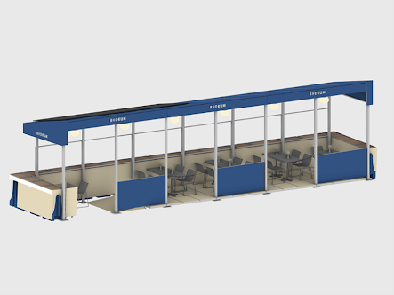 Sample roadway setup in a floating parking lane for Dining Out NYC. Credit: DOT  