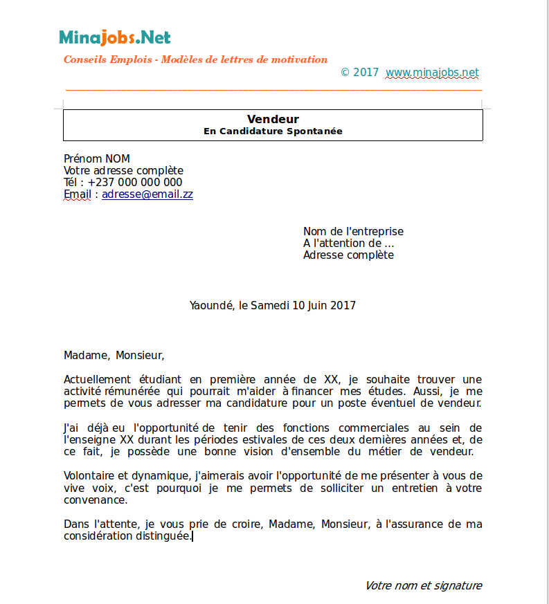 Lettre De Motivation Boulangerie Vente  Soalan l